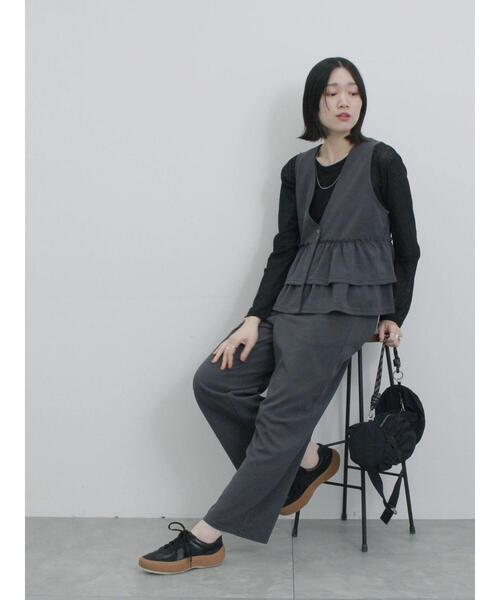 Samansa Mos2 blue パンツ ストレートパンツ(セットアップ可