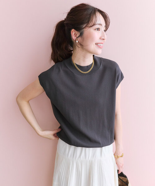 La boutique BonBon クールタッチUVハイネックフレンチニット 名品・UVカット・接触冷感】クールタッチUVハイネックフレンチ