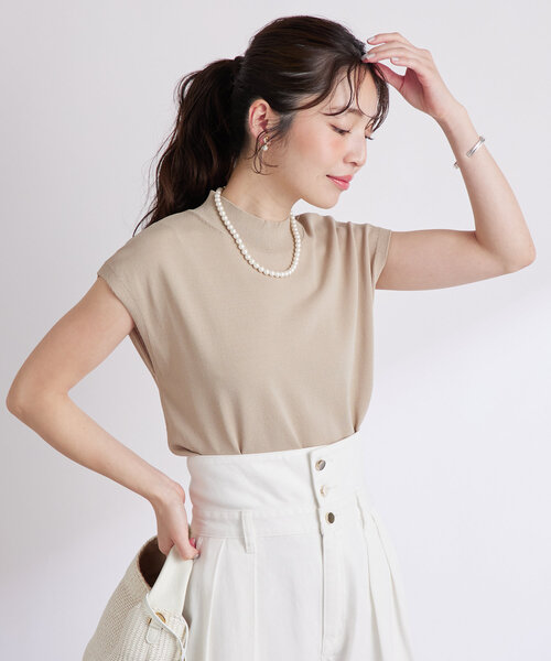 La boutique BonBon クールタッチUVハイネックフレンチニット La boutique Bonbon ニット セーター 「名品・UVカット・接触冷