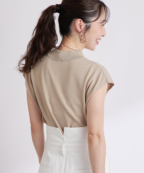 La boutique BonBon クールタッチUVハイネックフレンチニット 名品・UVカット・接触冷感】クールタッチUVハイネックフレンチ