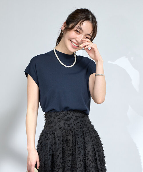 La boutique BonBon クールタッチUVハイネックフレンチニット La boutique Bonbon ニット セーター 「名品・UVカット・接触冷