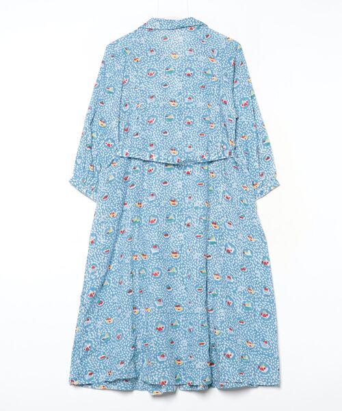 MAISON KITSUNE✨マキシ丈シャツワンピース　ベルテッド　総柄Aライン kilki（キルキー） シャツワンピース ブロックヨット柄ベルテッド