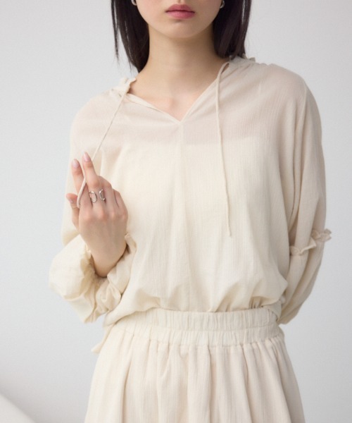 AZUL BY MOUSSY ブラウス シャツ コットンボイルパフスリーブ