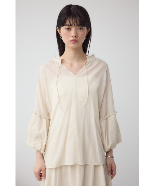 MOUSSY ミントグリーン パフスリーブ シアーブラウス F MOUSSY ミントグリーン パフスリーブ シアーブラウス F