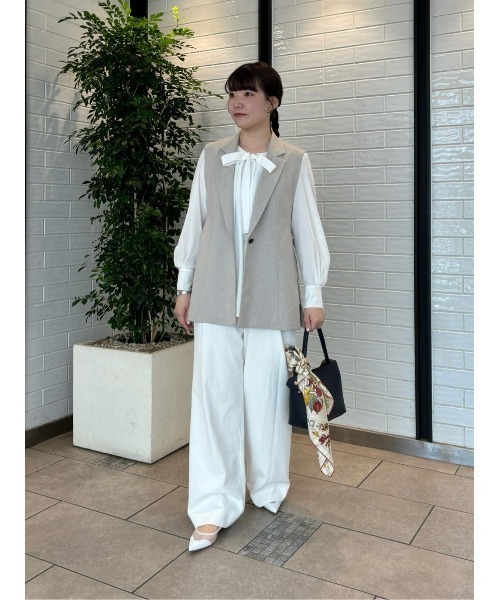 ベスト ジレ 麻調カルゼサイドオープンジレ レディース allureville ベスト ジレ 麻調カルゼサイドオープンジレ