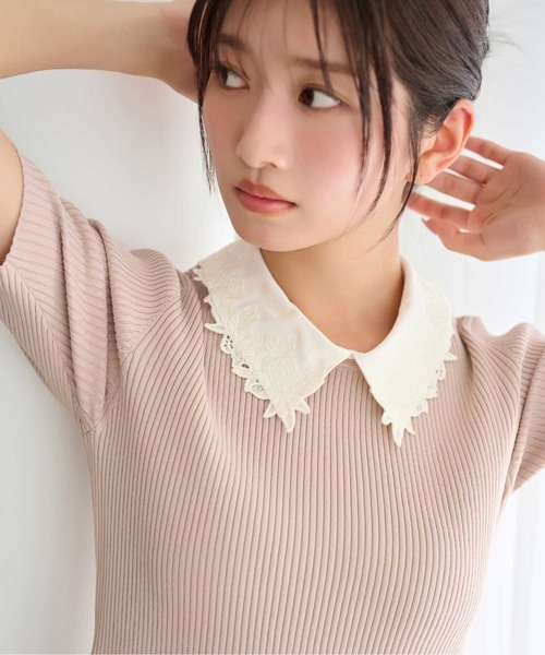 【プップ さま】antique doll ❀ 白いニットワンピースのミニョネット ハイブリット肩開きニットミニワンピース｜ニットワンピース