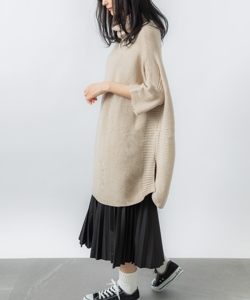 「MAISON BREEZE」 タートルネックニット FREE グレー レディース_画像2