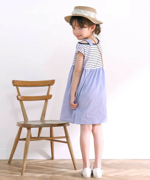 bibiy ワンピース　ボーダー　スカラップ　リボン bibiy ワンピース ボーダー スカラップ リボン TOPS｜Bibiy.