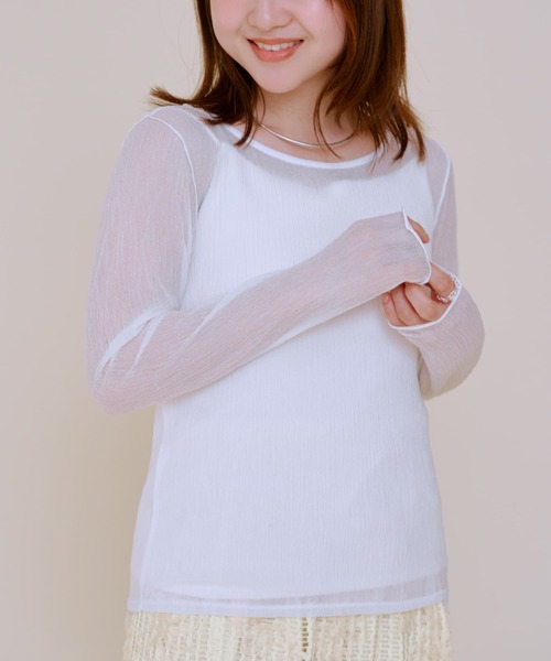 tシャツ ブライトシアープリーツトップス 「低身長・小柄女性」 レディース