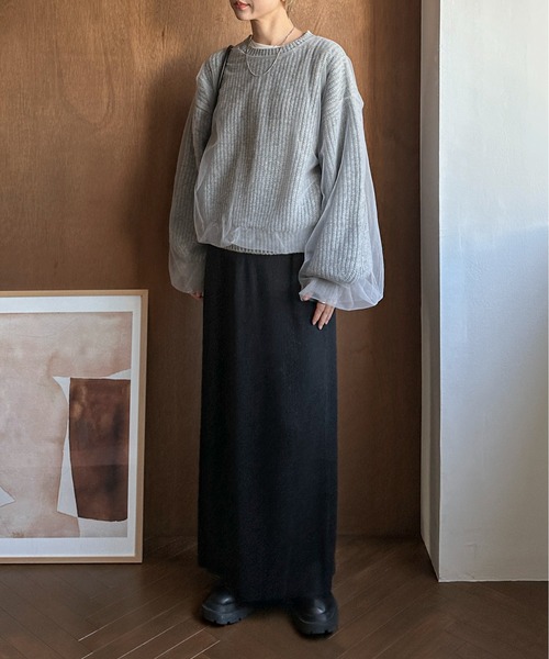 「feepur」 長袖ニット MEDIUM 杢グレー レディース_画像3