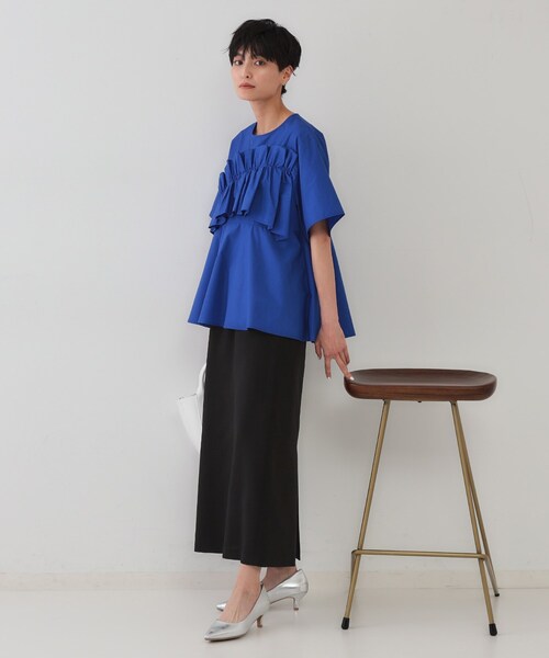 ❁ZU_NA210❁ 新品　ペプラムブラウスセットアップ　M ライトグレー ROPÉ PICNIC(ロペピクニック) / ペプラムブラウス/セットアップ