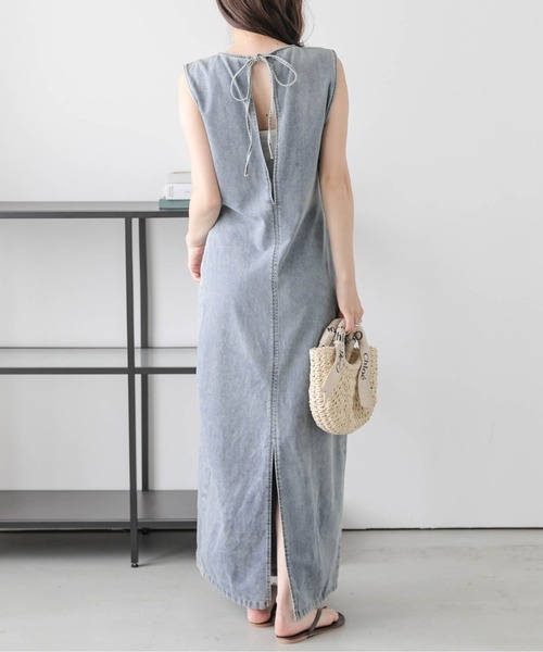 お値下げ♪極美品☆サカイ デニムワンピース バックプリーツ ベルト付き L 極美品☆サカイ sacai デニムワンピース バックプリーツ ベルト