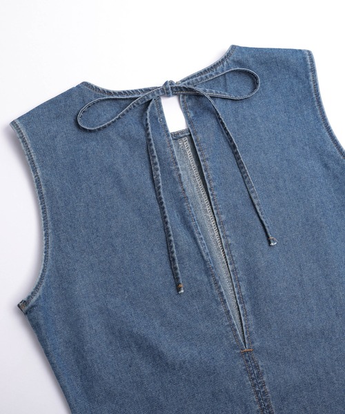 お値下げ♪極美品☆サカイ デニムワンピース バックプリーツ ベルト付き L 極美品☆サカイ sacai デニムワンピース バックプリーツ ベルト