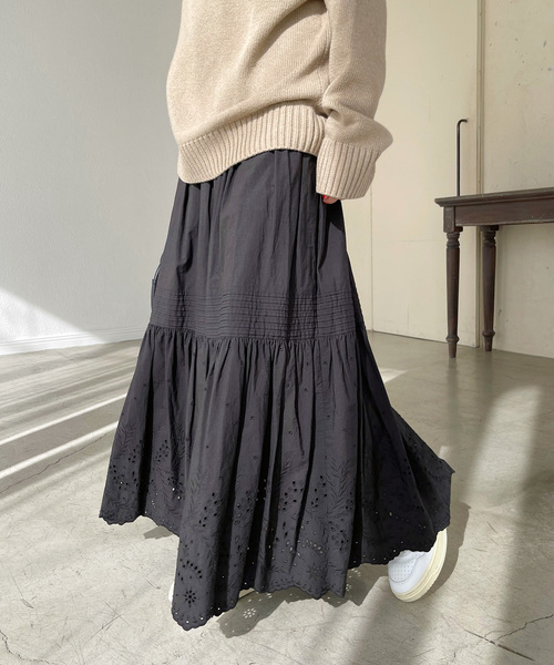 spick&span レーススカート Spick＆Span スカート 「追加」エンブロイダリーレーススカート