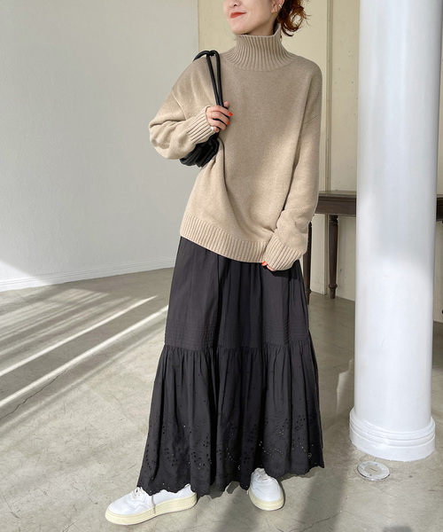【美品】Spick & Span エンブロイダリーレーススカート ブラック36 追加予約》エンブロイダリーレーススカート（ロング・マキシ丈