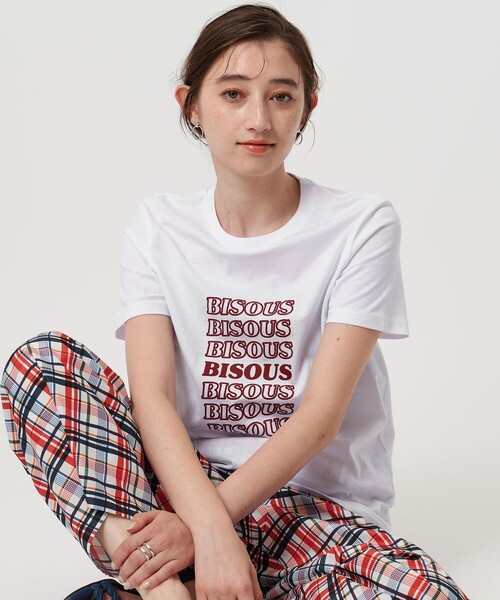 tシャツ 「Les Petits Basics」BISOUS プリントTシャツ レディース