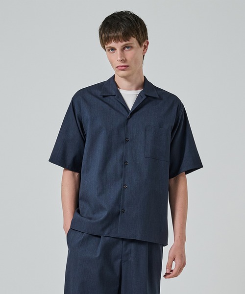 MARKAWARE ウールトロピカル120 ブラウン　半袖シャツ markaware シャツ 「MARKAWARE/marka」ウールトロピカルメランジ
