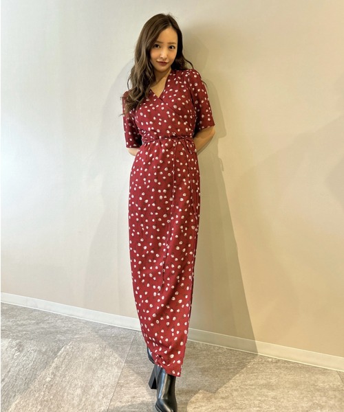 ROSY LUCE 「Rosy luce」 半袖ワンピース S レッド レディース