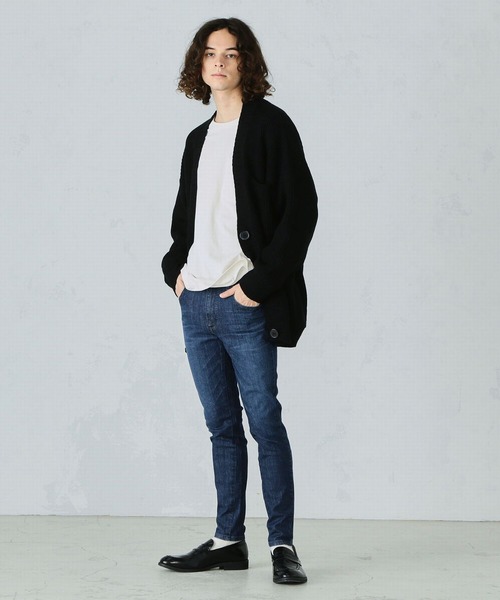 「Lee」 加工スキニーデニムパンツ LARGE インディゴブルー メンズ