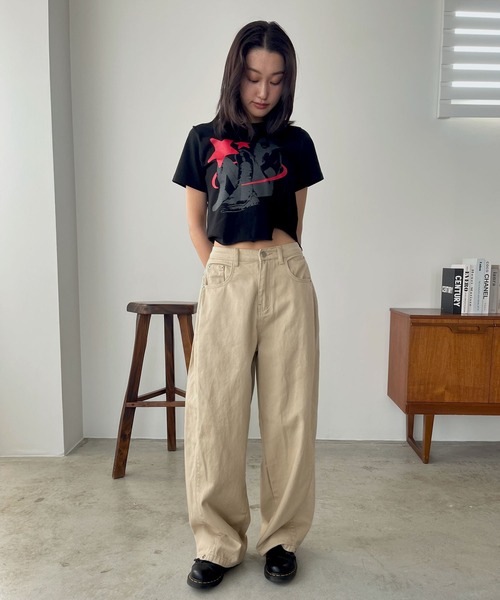 「FOLLOWIN」 チノパンツ MEDIUM ベージュ レディース