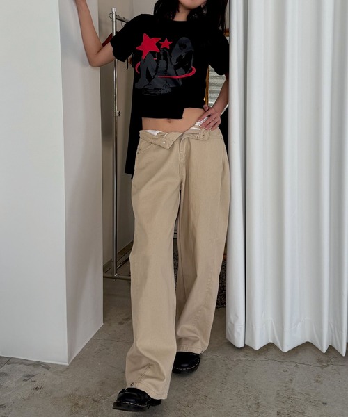 「FOLLOWIN」 チノパンツ MEDIUM ベージュ レディース
