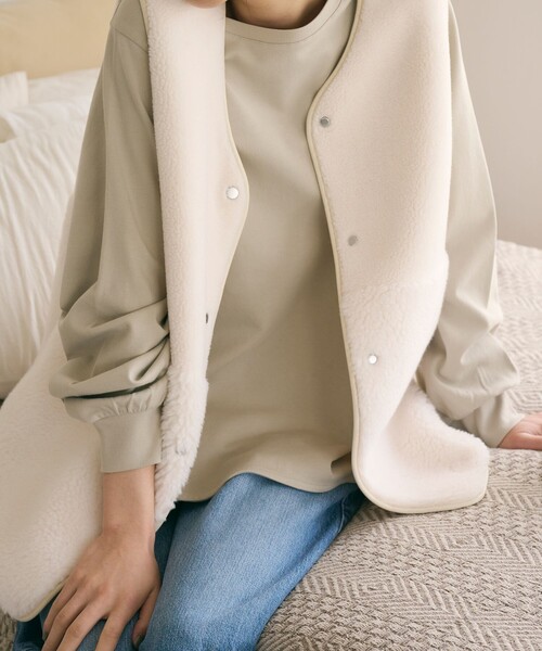 【美品】BEAUTY&YOUTHリバーシブルボアフェイクムートンコート　ネイビー BEAUTY&YOUTH UNITED ARROWS（ビューティーアンドユース