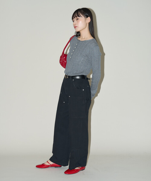 ニット セーター PUBLUX/パブリュクス リブ編み ヘンリーネック ニット　限定展開 レディース | PUBLUX | 24