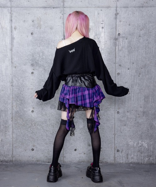 新品未使用　エイココンドウ　フレアスカート 黒・紫　パンク 日本製 スカート