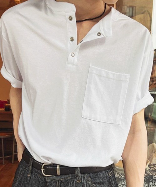 NOWLE（ノウル） ヘンリーネック tシャツ 「NOWLE」スナップボタン