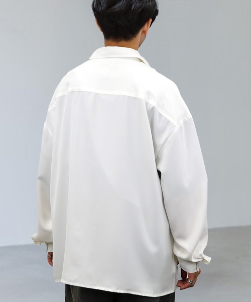 シャツ バルーン袖 ルーズ レギュラーカラー ドレープ ボリューム袖