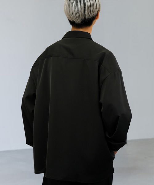 シャツ バルーン袖 ルーズ レギュラーカラー ドレープ ボリューム袖