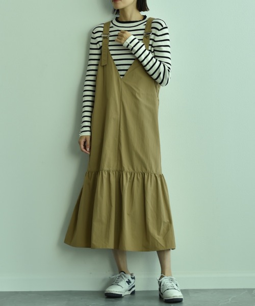 「INTERPLANET」 ノースリーブワンピース FREE ベージュ レディース_画像9