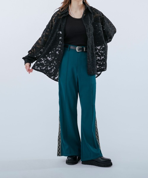 「Ellno Loset」 長袖シャツ MEDIUM ブラック メンズ_画像3