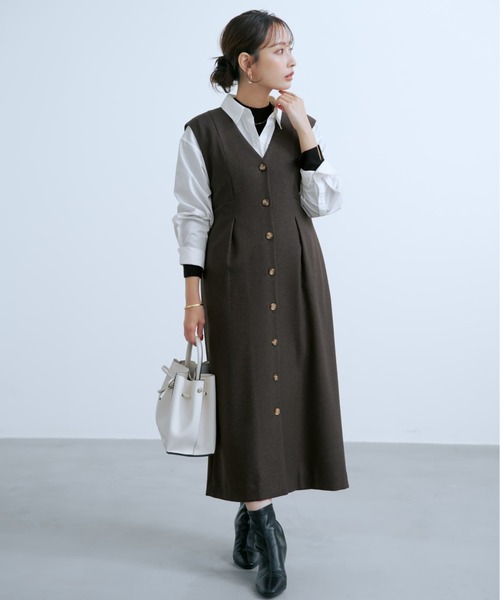 コタン様② ジャンパースカート フロントボタンVネックジャンパースカート 「低