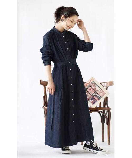 「e-zakkamania stores」 「ubn hymns」長袖ワンピース M ネイビー レディース_画像4