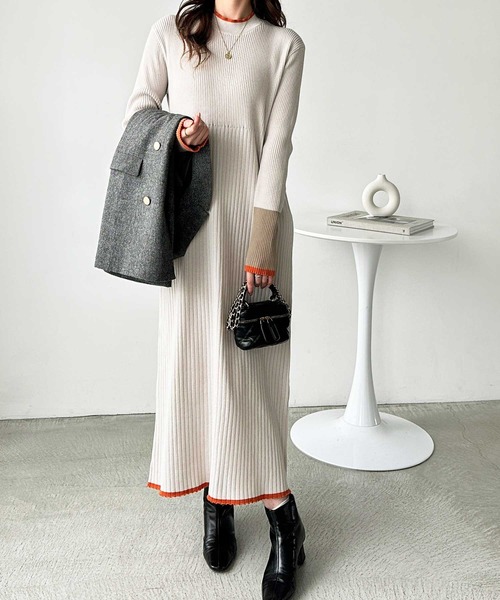 「GeeRA」 「swingby」ニットワンピース MEDIUM 杢グレー レディース_画像6