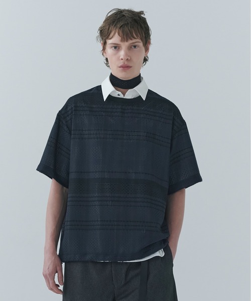 CULLNI（クルニ） tシャツ Sheer Tile Check Drawstring Short Sleeve
