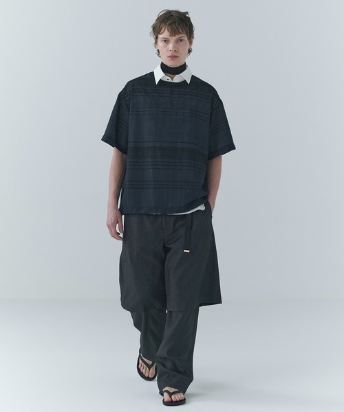 CULLNI（クルニ） tシャツ Sheer Tile Check Drawstring Short Sleeve