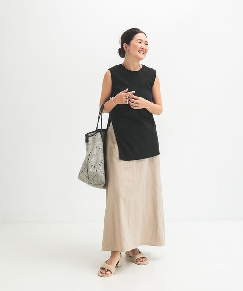 Demi-Luxe BEAMS リネン シンプルロングスカート .M ♡36 Demi-Luxe BEAMS（デミルクス ビームス） ロング スカート シンプル