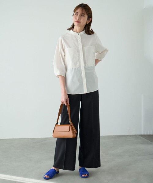 「UNFILO」 長袖ブラウス MEDIUM ネイビー レディース_画像5
