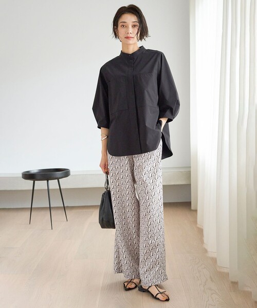 「UNFILO」 長袖ブラウス MEDIUM ネイビー レディース_画像6
