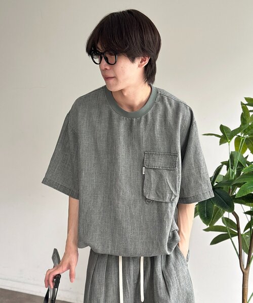 CPCM（シーピーシーエム） シャツ 半袖 ピグメントリネン半袖Tブラウス