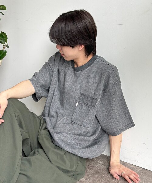 CPCM（シーピーシーエム） シャツ ピグメントリネン半袖Tブラウス