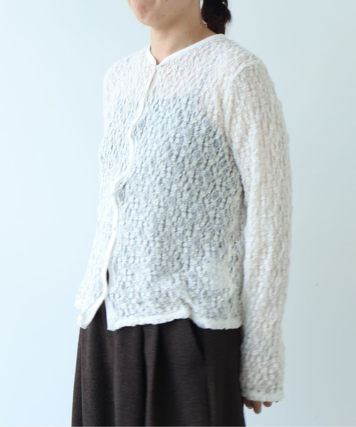 yuni カーディガン flower shirring lace cardigan レディース