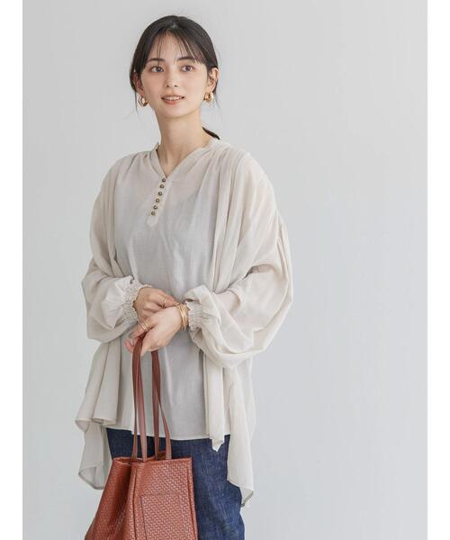 「AMERICAN HOLIC」 長袖ブラウス M ライトグレー レディース_画像2