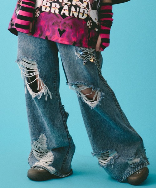 「GALFY」 デニムパンツ - グレー メンズ_画像2