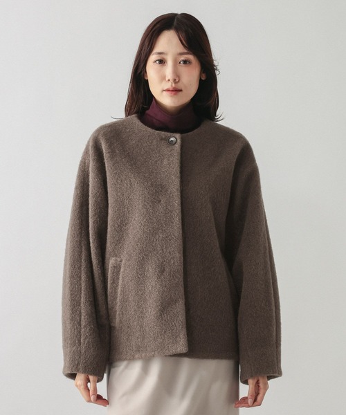 GLOBAL WORK（グローバルワーク） ノーカラーコート コート シャギー