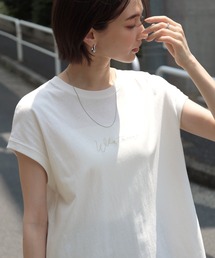 andme（アンドミー） tシャツ 半袖 コットン天竺エンブロイダリーロゴ