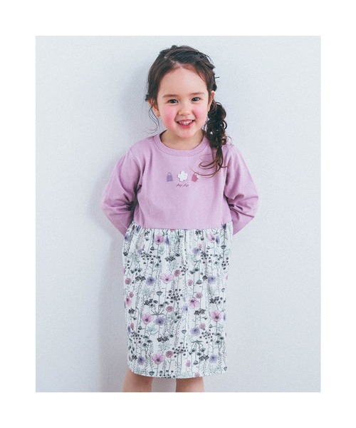 ワンピース Slapslip 花柄レース切り替えワンピース 80 130cm 全商品オープニング価格特別価格