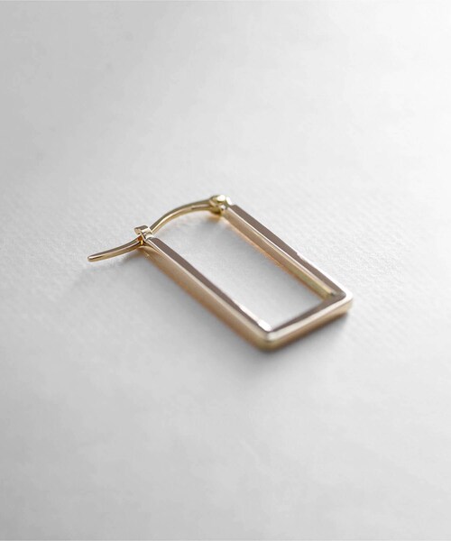 COCOSHNIK ピアス K10中空スクエア フープピアス レディース